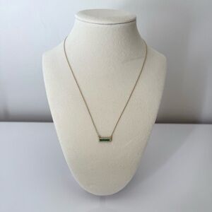 14kt Yellow Gold 0.35ct Emerald & 0.15ct Diamond Necklace
